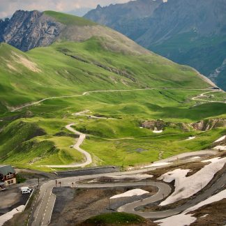 Alpine winding road landscape photography print by Mark Hulskamp